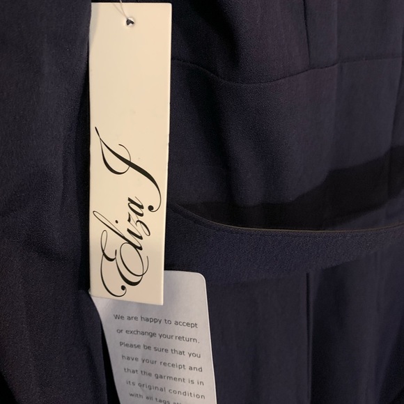 Brand NWT Eliza J Long Sleeve Navy Gown Size 8 - Picture 5 of 7